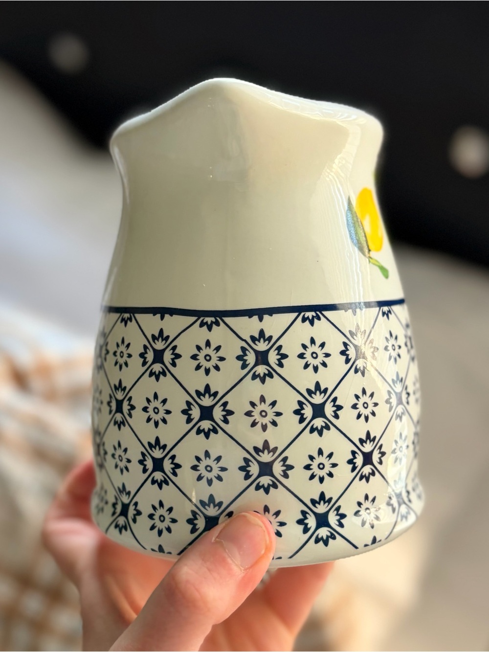 Citrus Kitchen Ceramic Lemon Pitcher in Blue and Yellow Kitchenware - Picture 5 of 6
